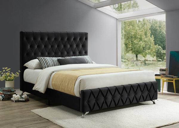 Diamond Pattern Platform Bed (Grey, Black) - IF-5760 - Furnish 4 Less